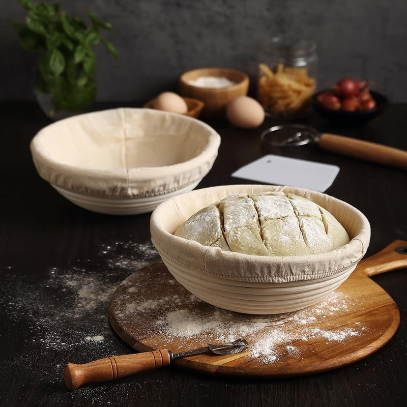 Saint Germain Bakery سلة بانتون للخبز المستديرة الفاخرة من سان جيرمان بيكري مع بطانة - سلة مثالية لإثبات البروتفورم لصنع الخبز الجميل (10 بوصة) - Image 3